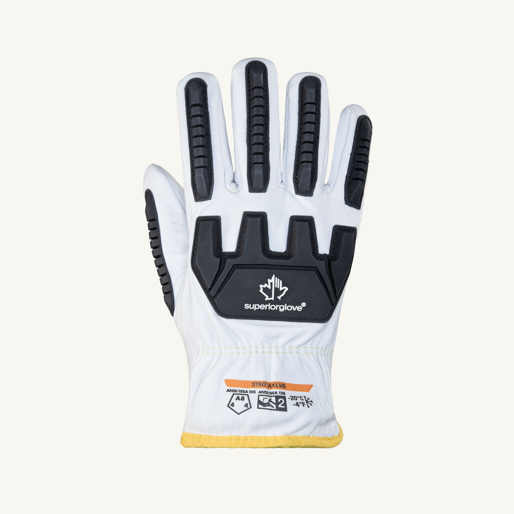 Superior Glove® Endura Pro® 378GTAXLVB cold rated extreme cut resistant anti-impact goatskin leather winter work glove - back of hand